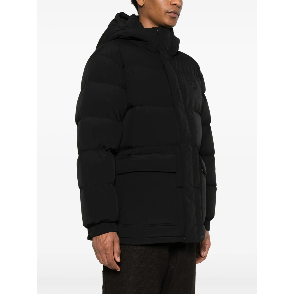 Maison Kitsuné Zwarte gewatteerde jas met capuchon Black Heren