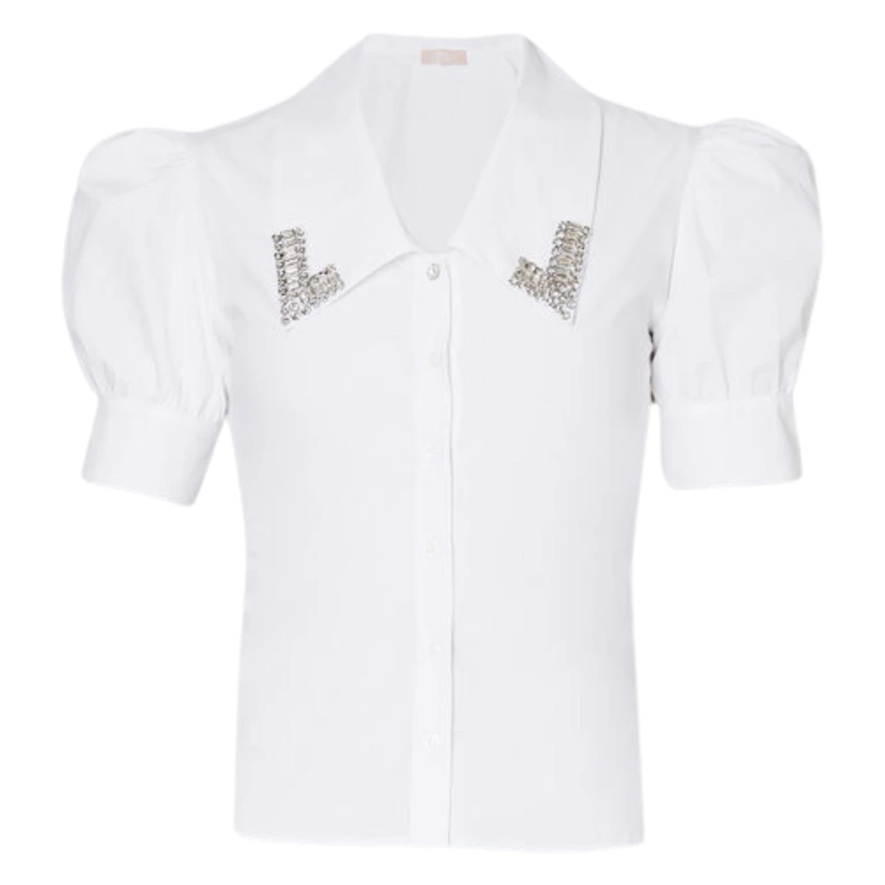 Liu Jo Witte Strass Kraag Shirt White Dames