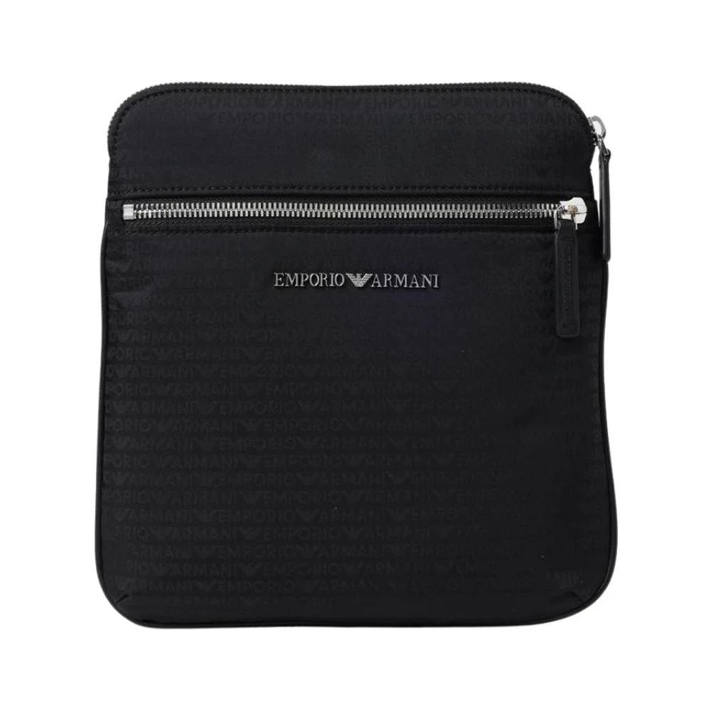Emporio Armani Men's Black Logo Print Shoulder Bag