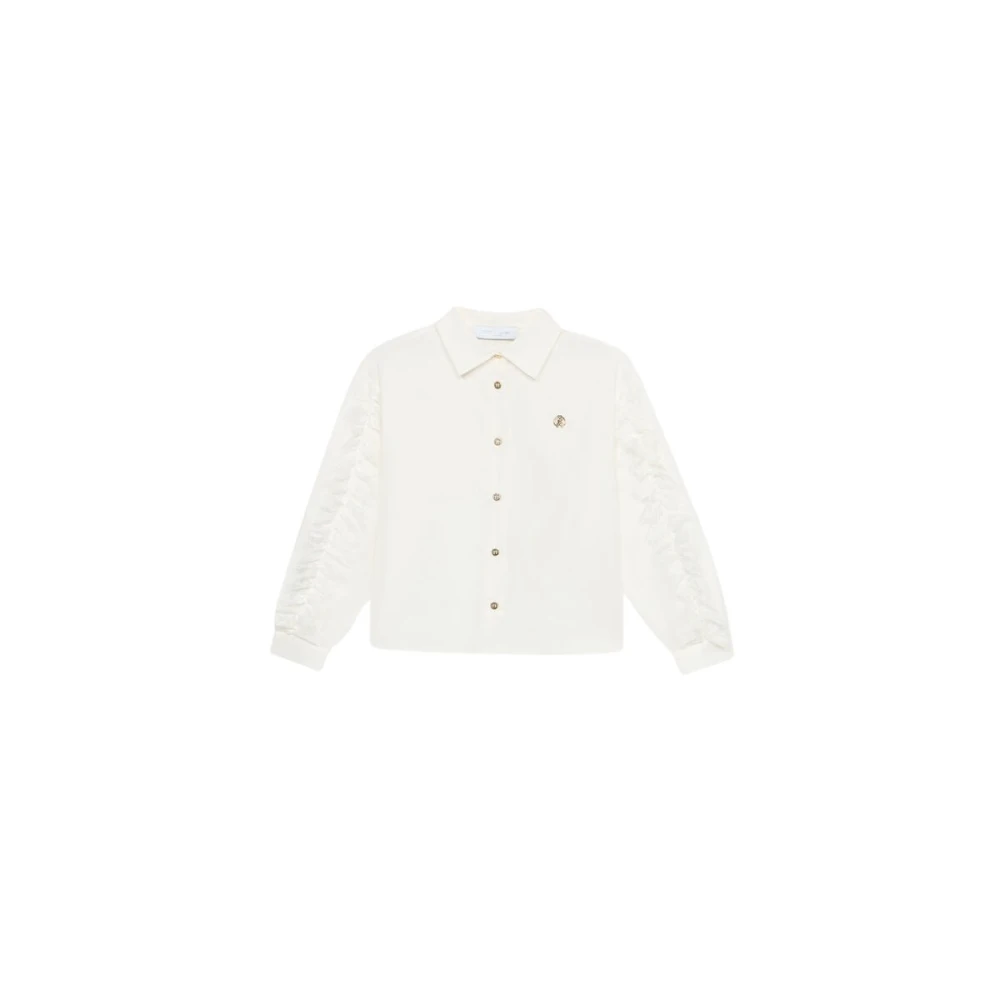 Roberto Cavalli White Shirt With Golden Rc Monogram - Female - Kids Shirts - 8 Y - Kids
