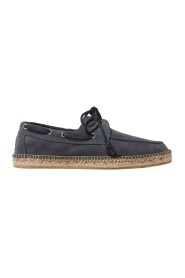 Szare Espadryle z Zamszu w Stylu Boat-Shoe