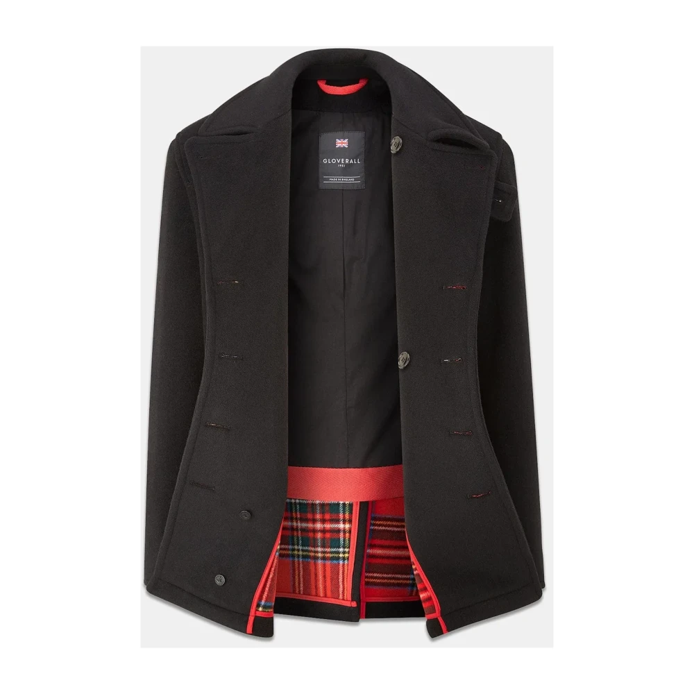 Gloverall Churchill Peacoat in zwart Stewart-L Black Heren