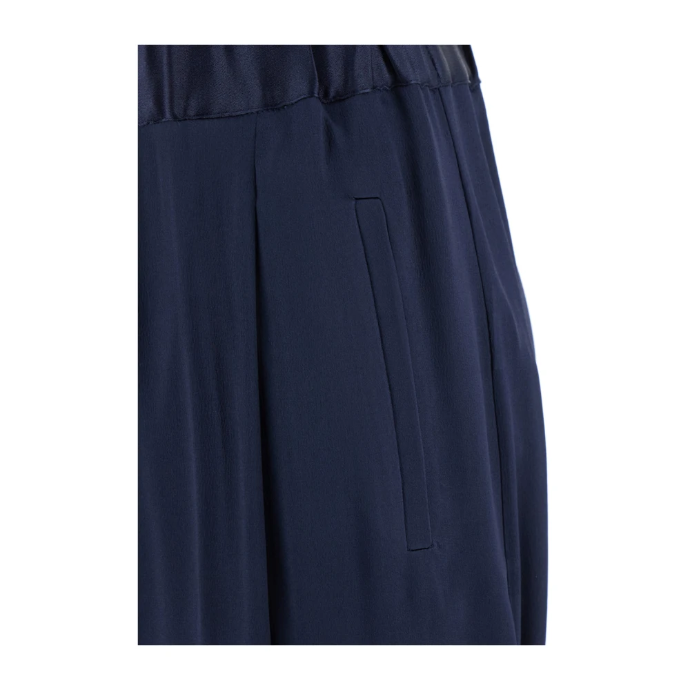 Semicouture Blauwe Zijdeblend Broek met Plooien Blue Dames
