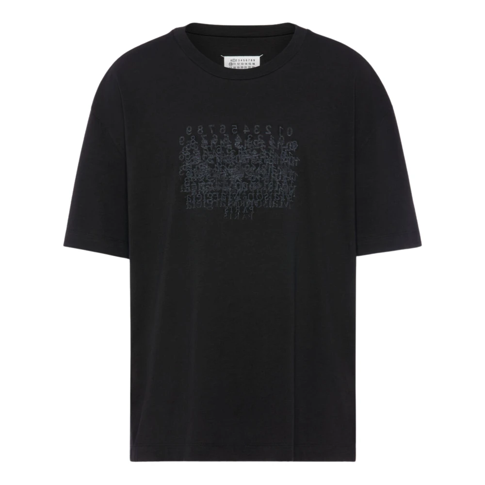 Maison Margiela Mannelijk Zwart Tops Heren, S, Katoen, Cotton Numerical T-Shirt
