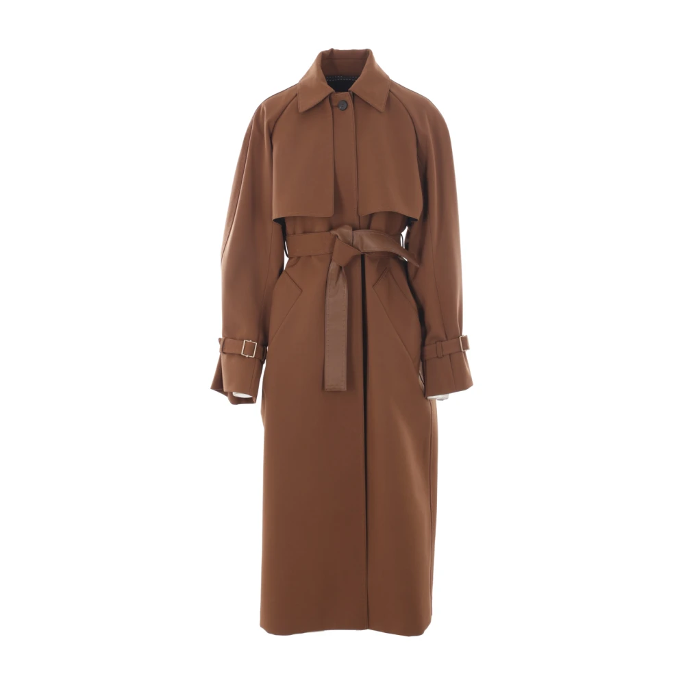Max Mara Bruine Oversize Wollen Trenchcoat Brown Dames