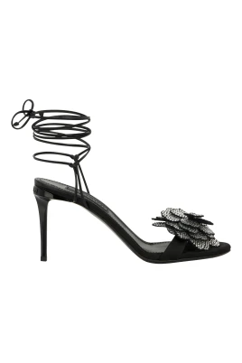 Lace-Up Högklackade Sandaler Strass Blomma 9
