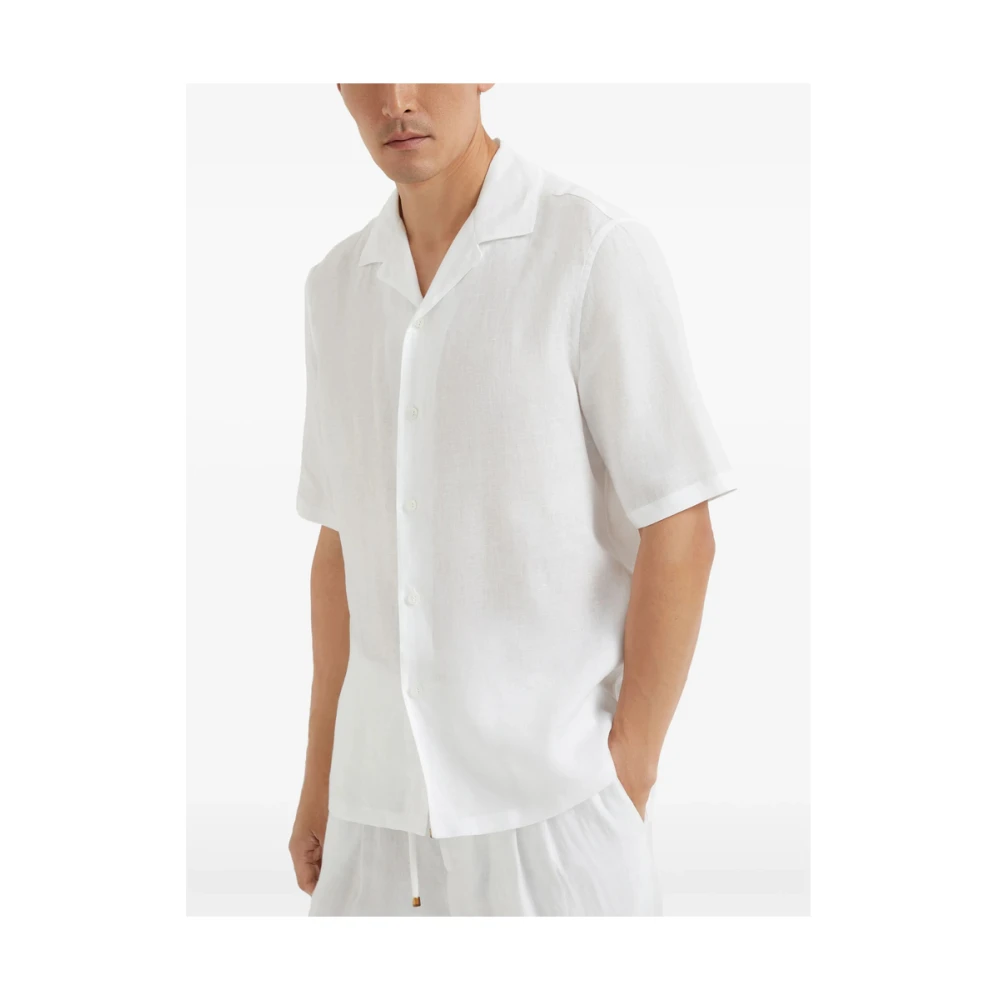 BRUNELLO CUCINELLI Witte Knoopsluiting Korte Mouw Overhemd White Heren