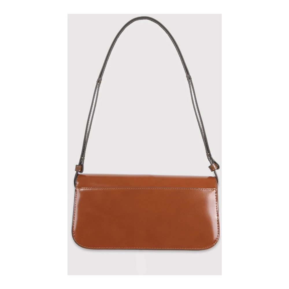 TORY BURCH Geborsteld leren schoudertas Brown Dames