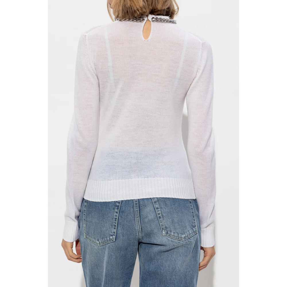 Stella Mccartney Trui met decoratieve ketting bij de halslijn White Dames