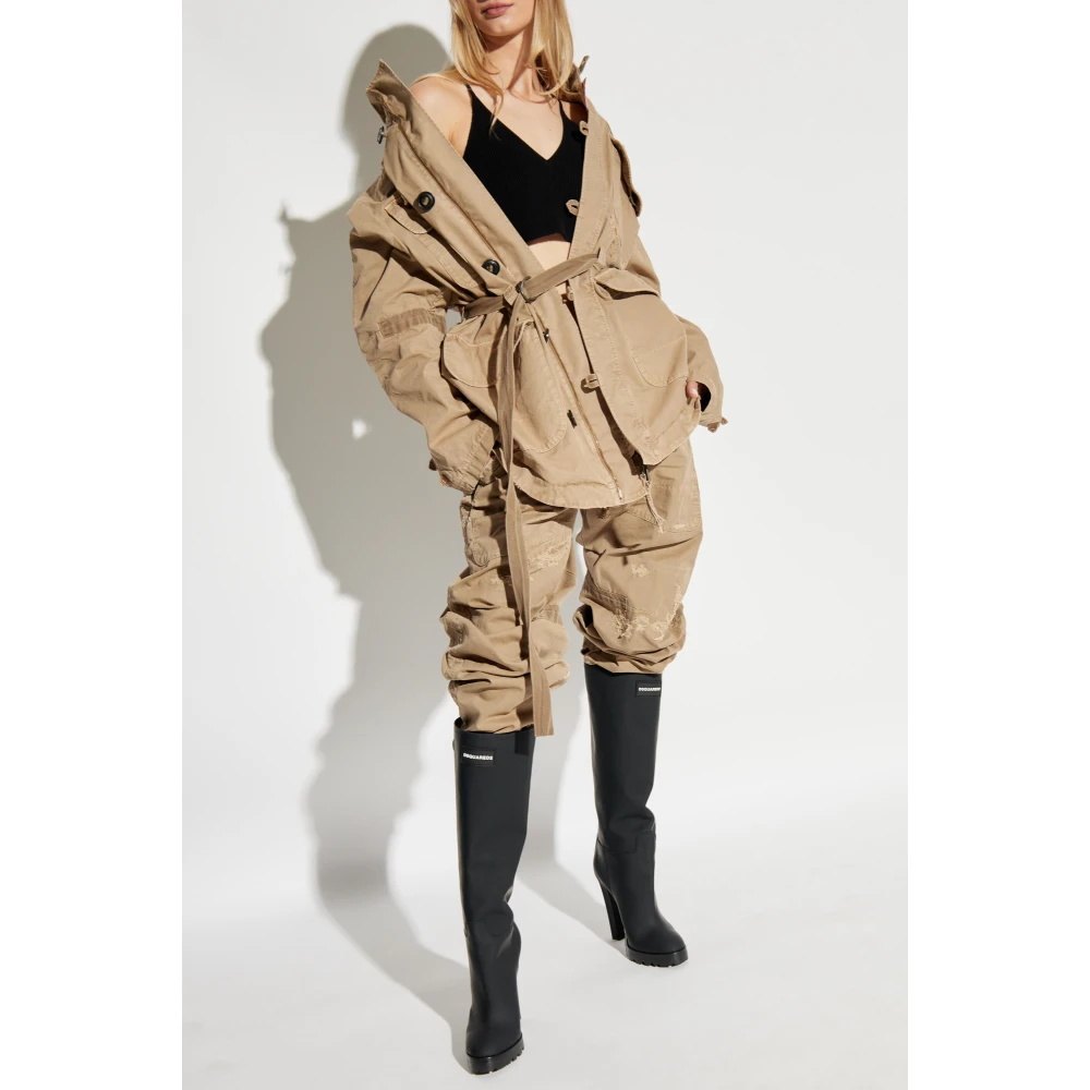Dsquared2 Jas met logo Beige Dames
