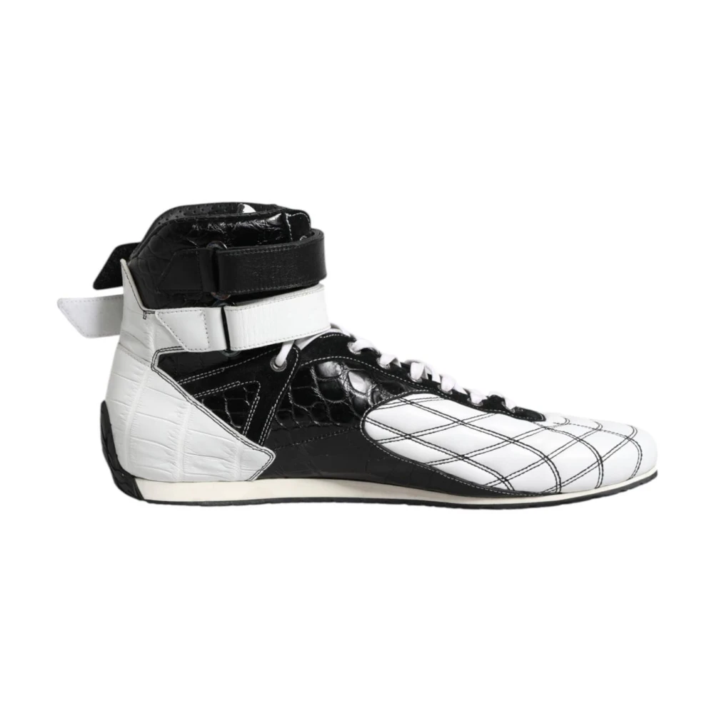 Dolce & Gabbana Sneakers, Male, 10 Uk, Black Leather High Top Trainers White