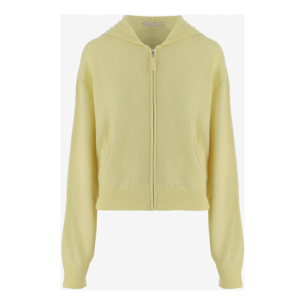 Allude Yellow Wool And Cashmere Knit - Female - Zip-Throughs - Xs - Sweatshirts & Hoodies