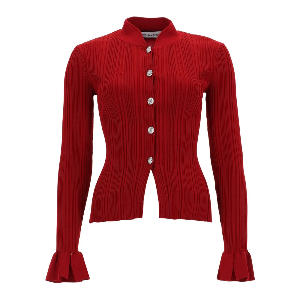 Self Portrait Red Cardigans, Female, L, Viscose Cardigan