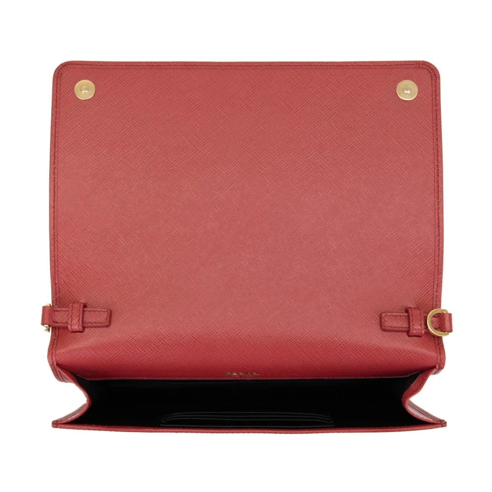 Prada Leren Dames Schoudertas Magnetische Knoop Red Dames