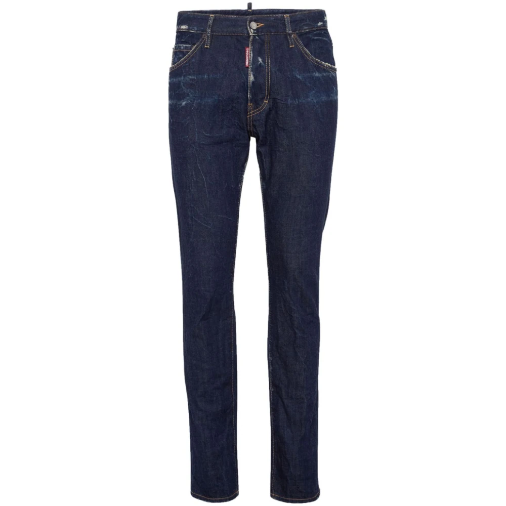 Dsquared2 Blauwe Jeans met Rood Logo Label Blue Heren