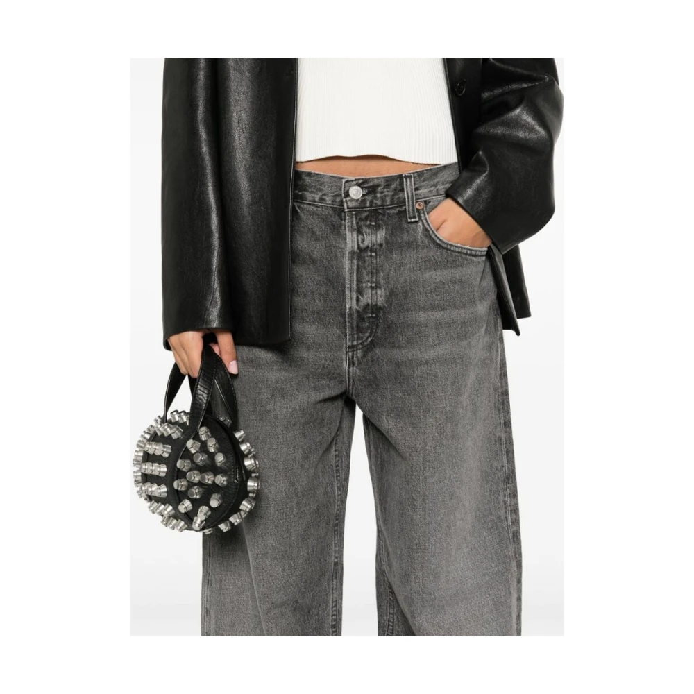 Agolde Donkergrijze Wide Leg Denim Jeans Gray Dames