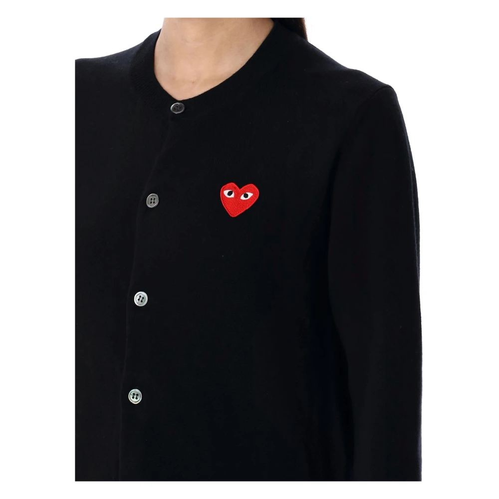 Comme des Garçons Zwarte Wol Hart Patch Vest Black Dames
