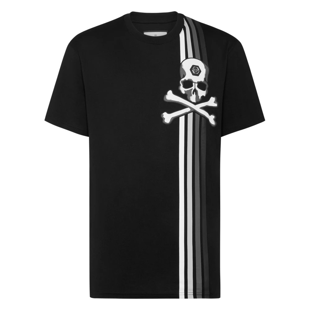 Philipp Plein Men's Black T-Shirts, L, T-Shirt Round Neck Skull&Bones