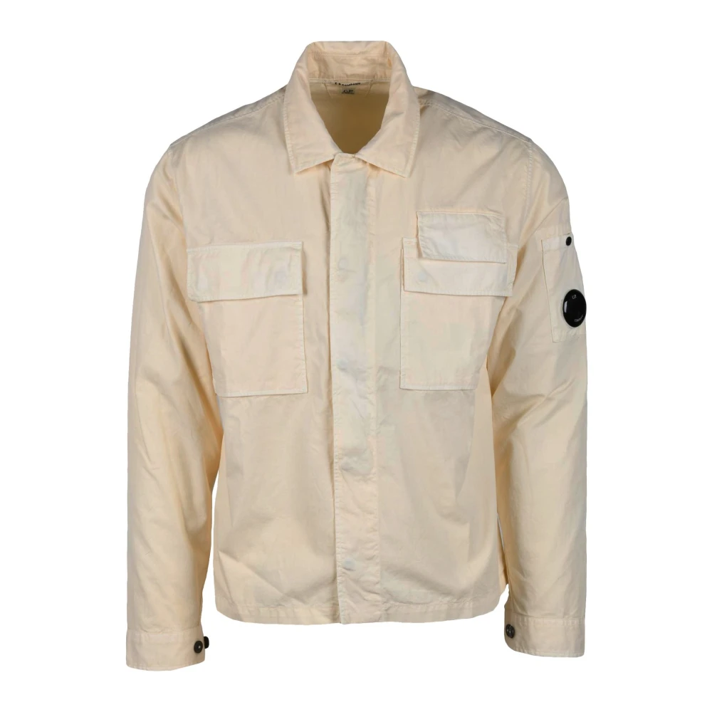 C.p. Company , Light Jackets, Male, Beige, M, Cotton Shirt