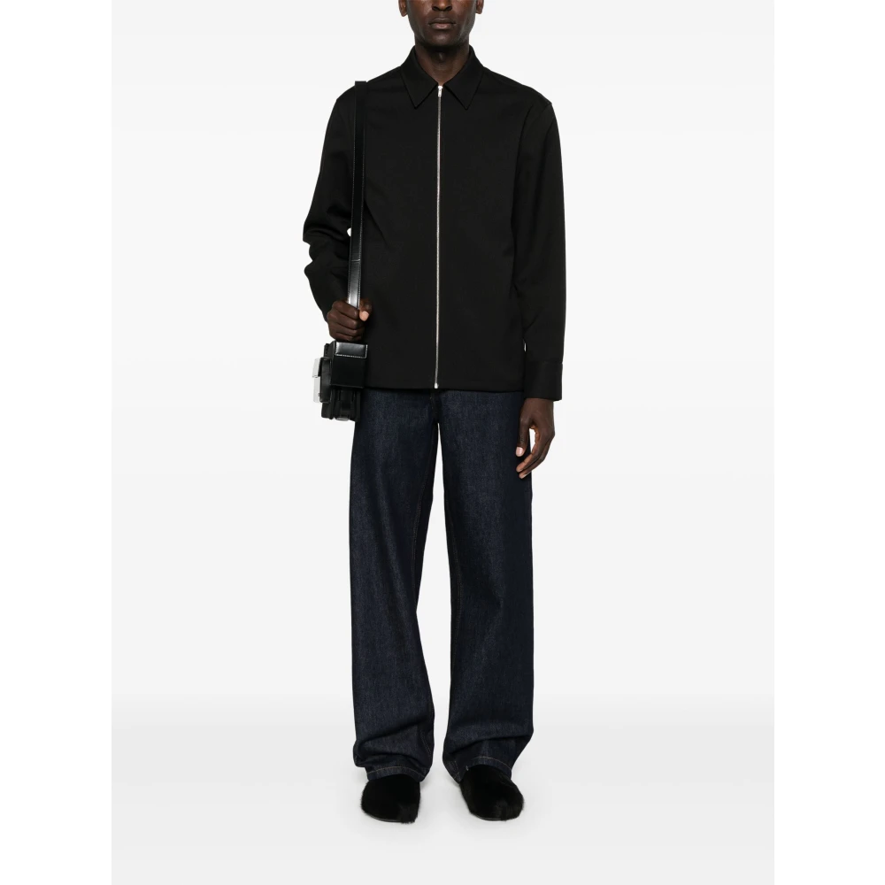 Jil Sander Zwarte Zip-Up Sweatshirt met Snap-details Black Heren
