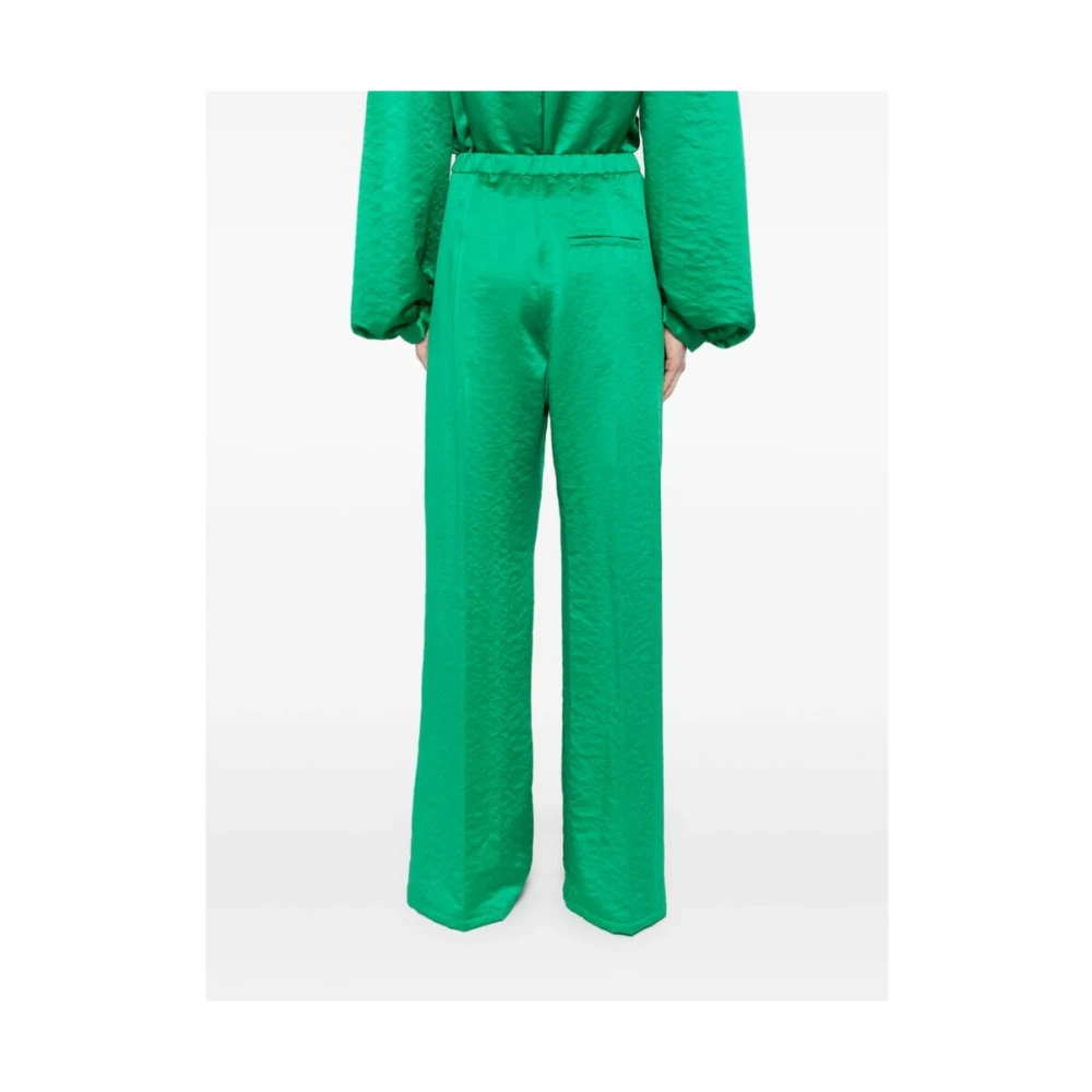 Forte Groene Satijnen Wijde Broek Green Dames
