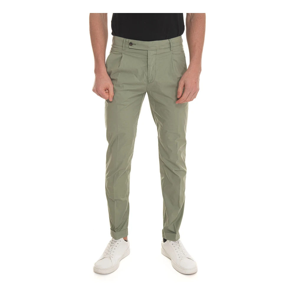 Berwich Stone Washed Retro-GD Chino Broek Green Heren