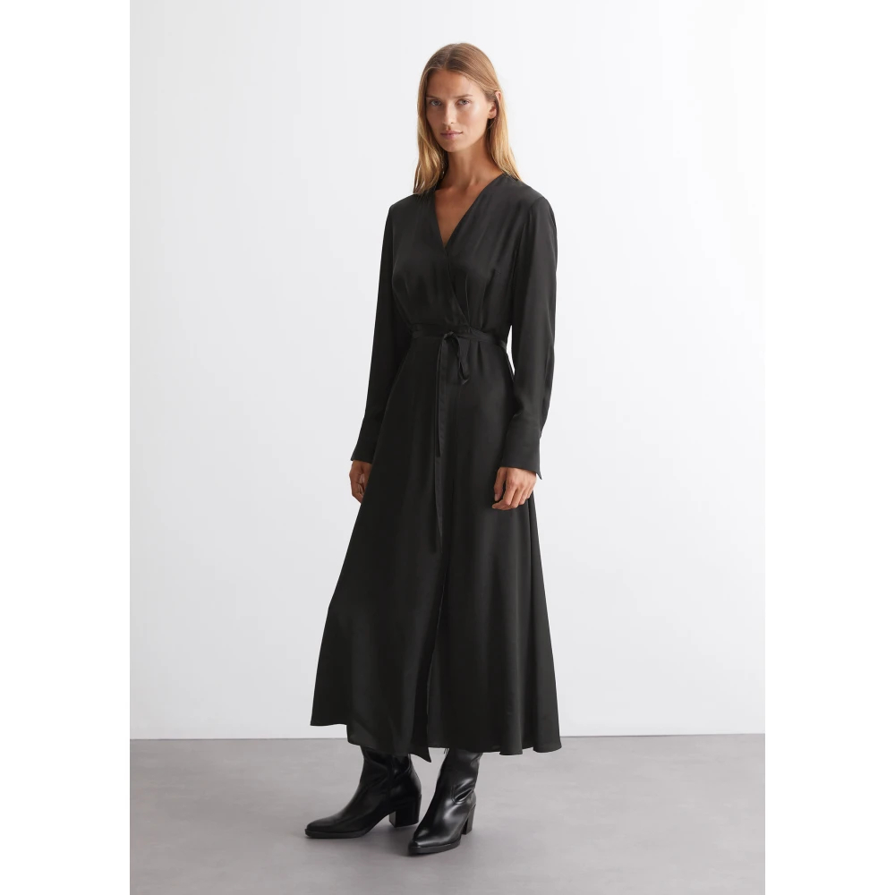 Marc O'Polo Lange wikkeljurk gevormd Black Dames