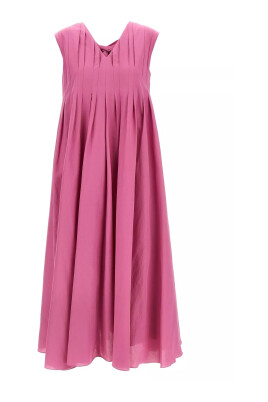 pink-flared-sleeveless-dress-with-v-neck