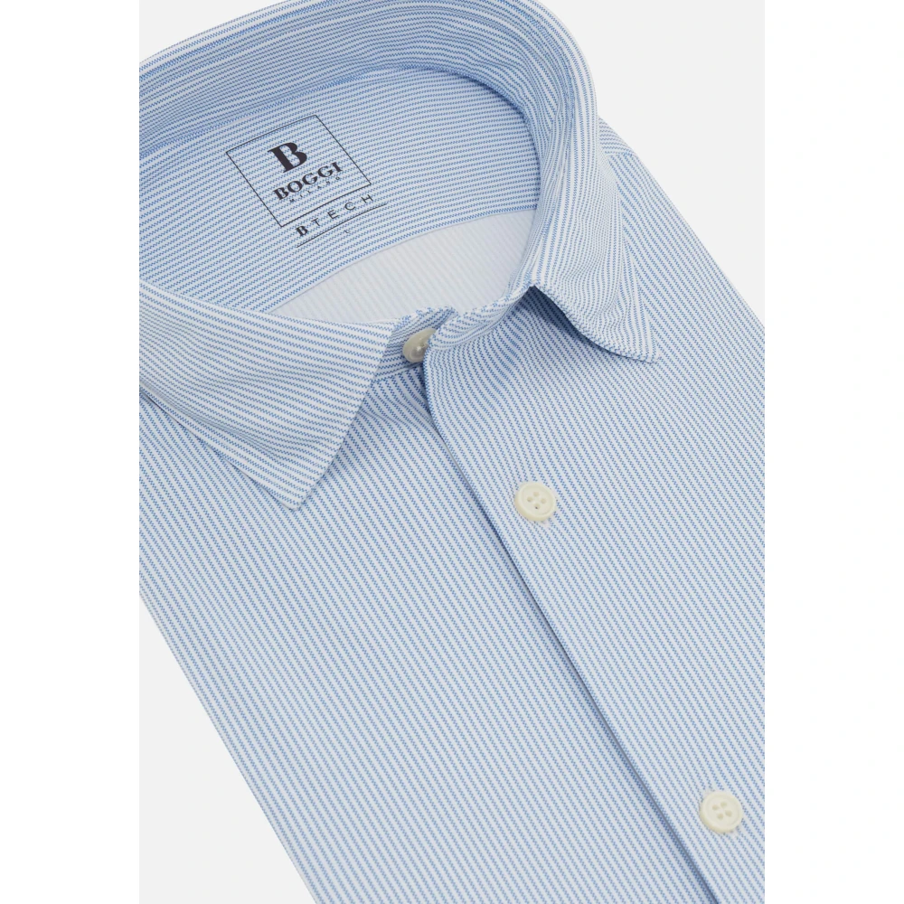Boggi Milano Slim Fit Stretch Nylon Overhemd Blue Heren