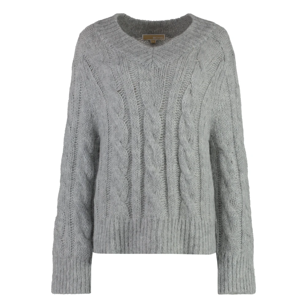 Michael Kors Alpaca Blend V-Neck Sweater Gray Dames