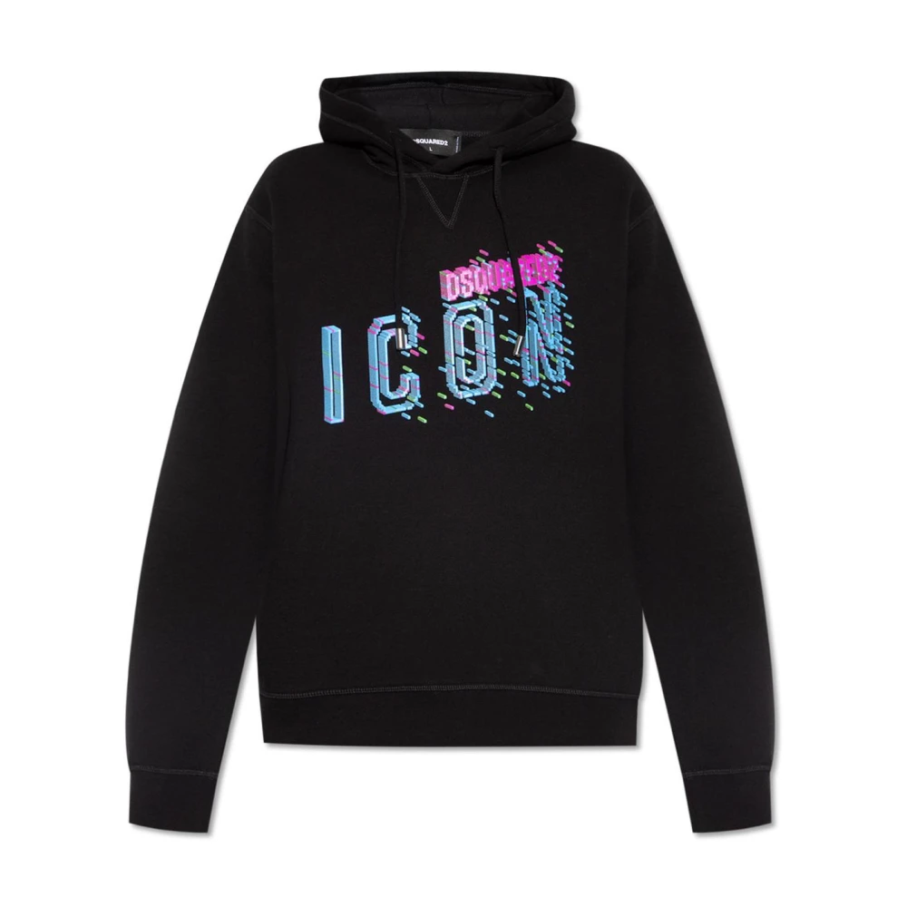 Dsquared2 Men's Blue Pixelated Logo Hoodie For
