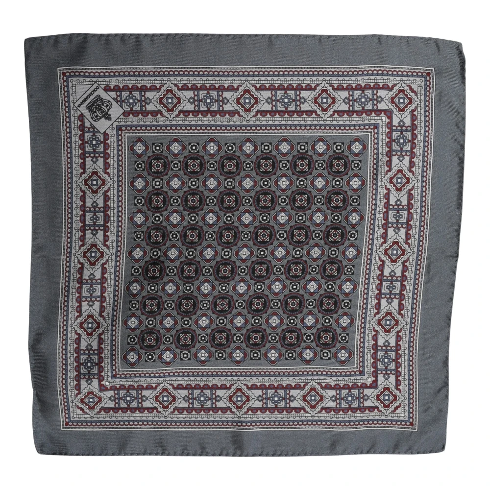 Dolce & Gabbana Gray Geometric Pocket Square Foulard Scarf - Image 2