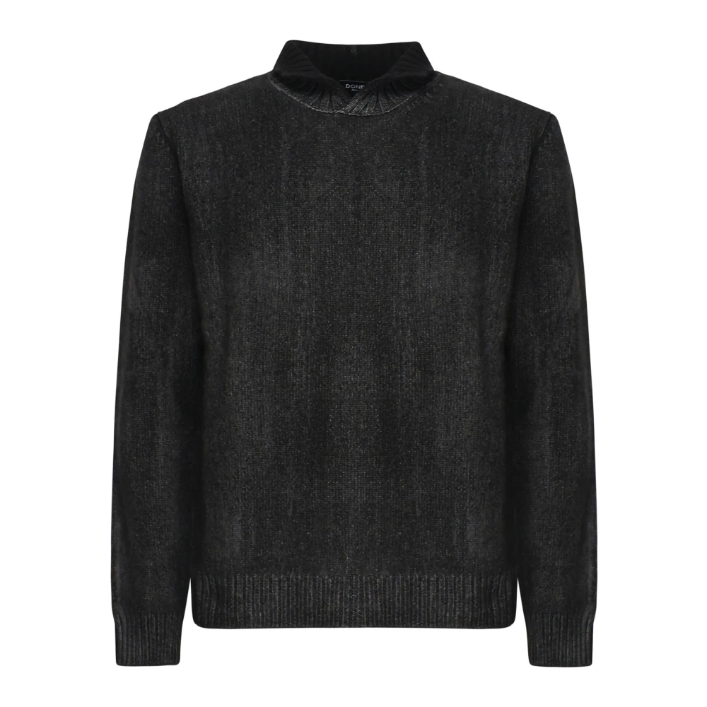 Dondup Men's Gray Turtlenecks, L, Grey Wool Jumper With Open Neck