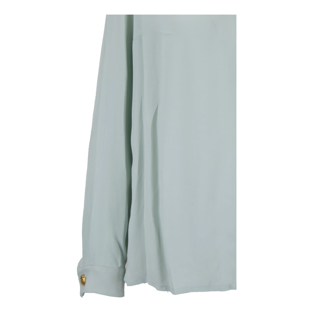 Elisabetta Franchi Gouden Knoop Viscose Blouse Blue Dames