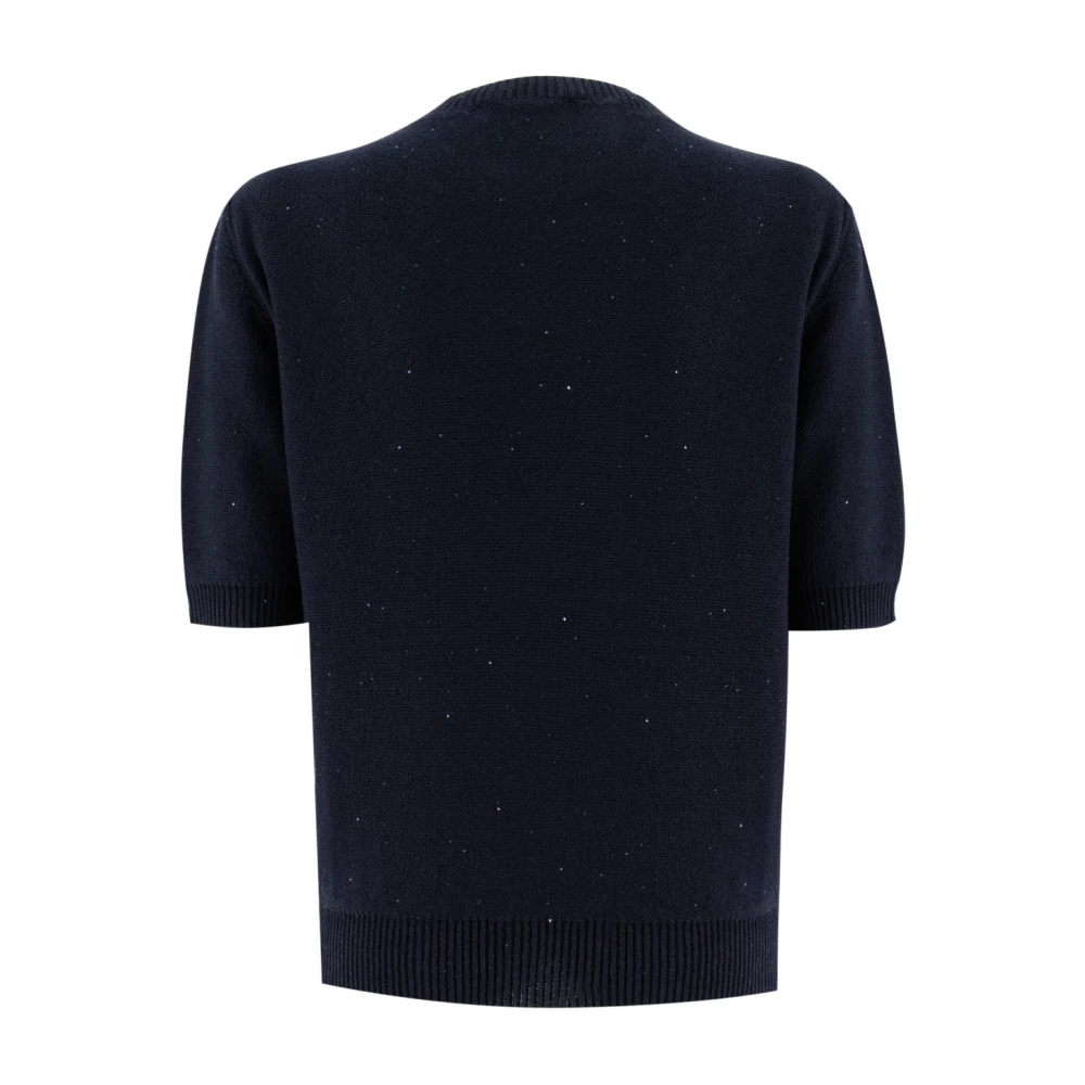 Fabiana Filippi Klassieke Crew-neck Sweater met Luminous Details Blue Dames