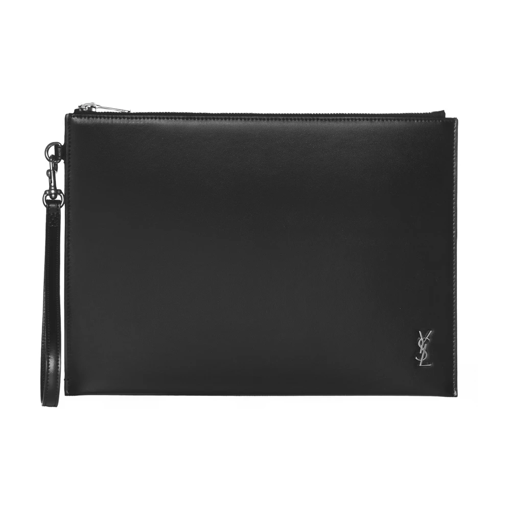 Saint Laurent Zwarte tassen met YSL i-Pad houder Black Heren