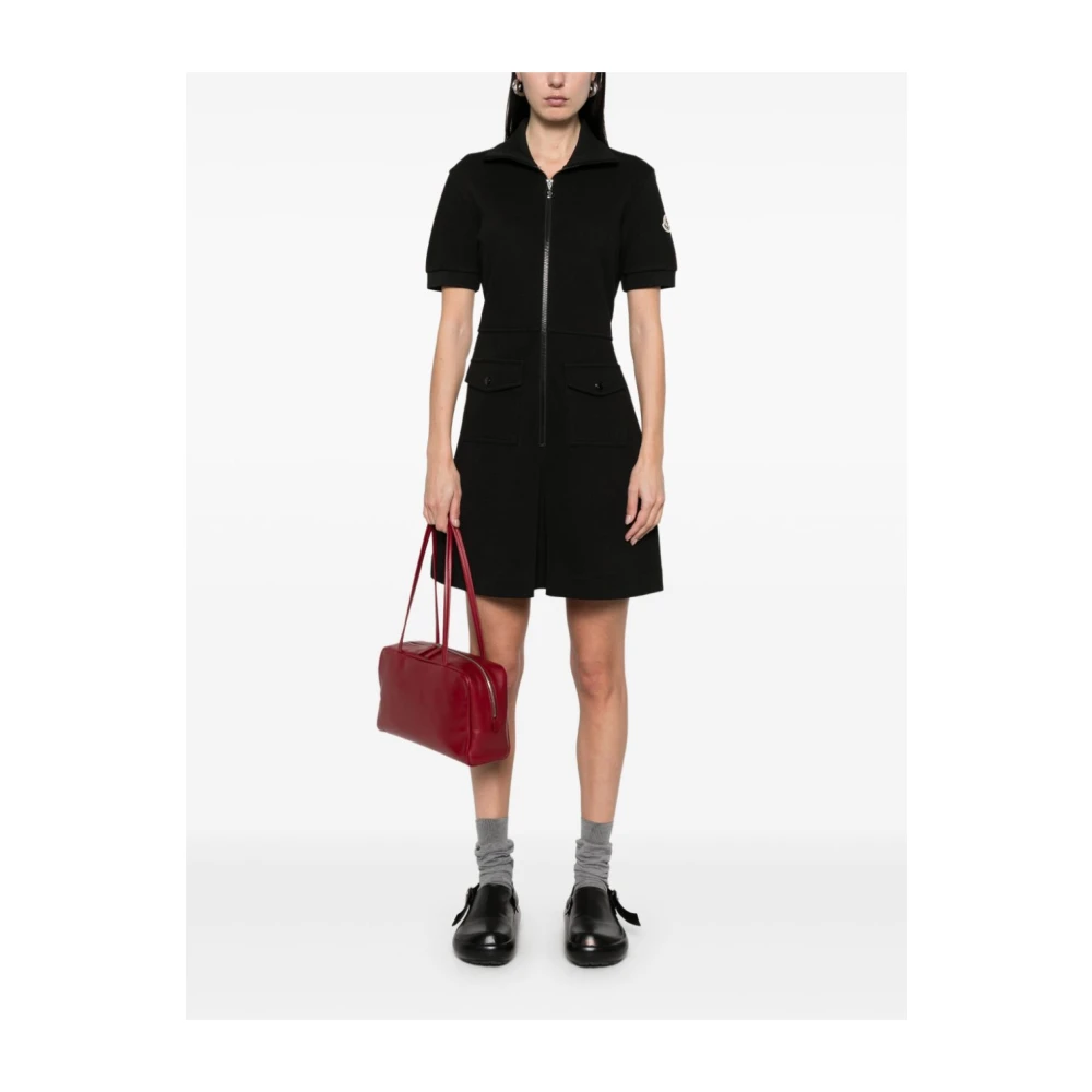 Moncler Zwarte Jurken met Kompas Motief Black Dames