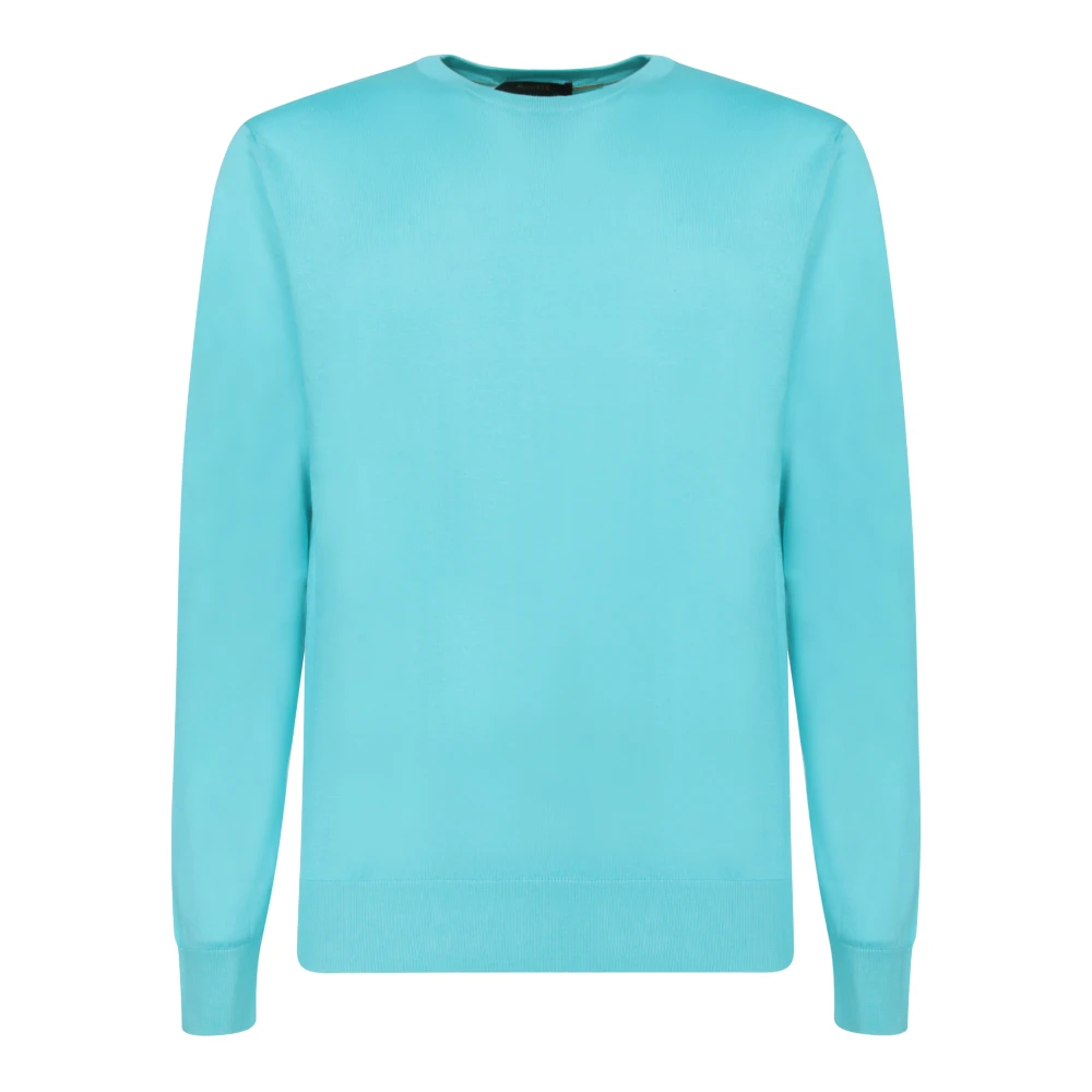 Moorer Luxe Sea Island Cotton Sweater Blue Heren