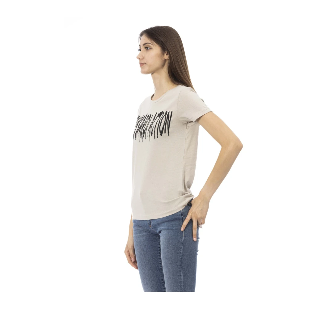 Trussardi Casual T-shirt met korte mouwen en ronde hals Beige Dames