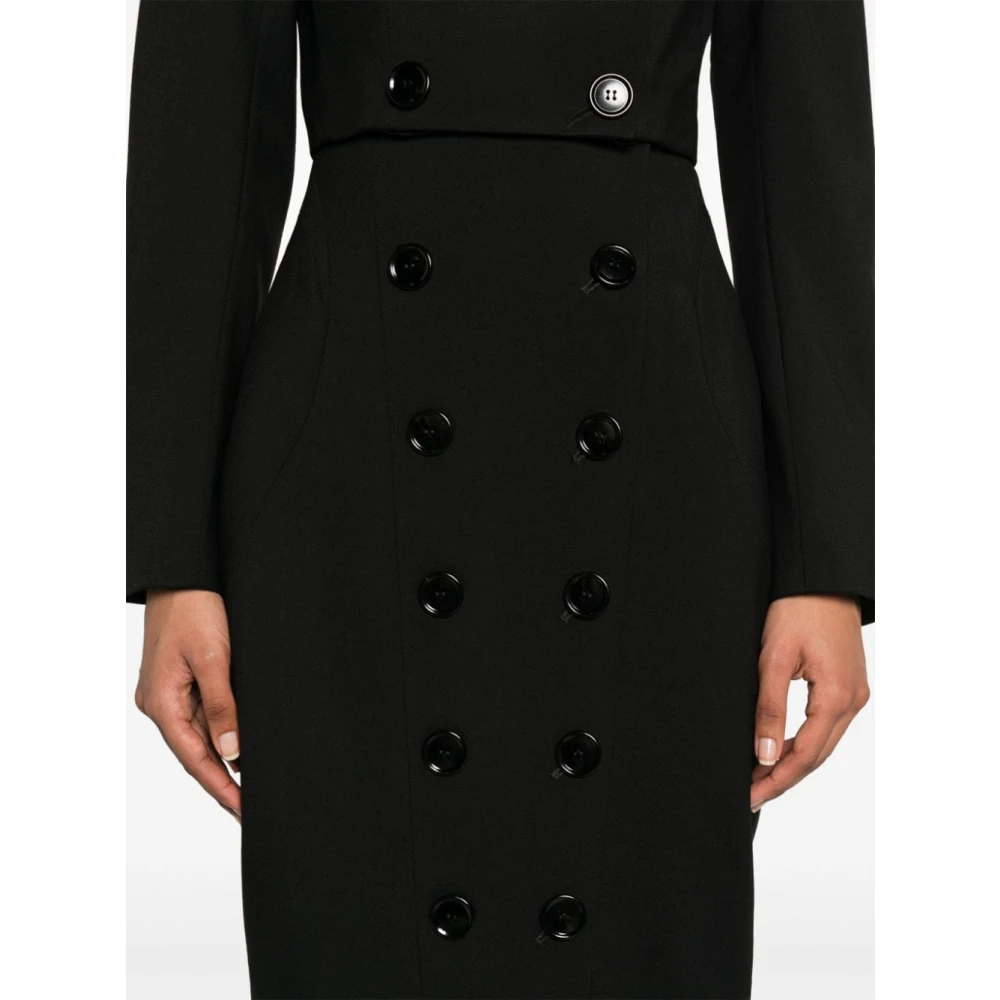 Alaïa Zwarte Stretch Wollen Pencil Rok Black Dames