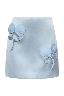 Satin 3D Paljettblomma Minikjol