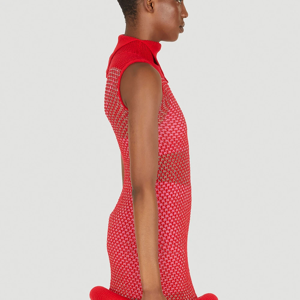Louise Lyngh Bjerregaard Mesh Gebreide Jurk Red Dames