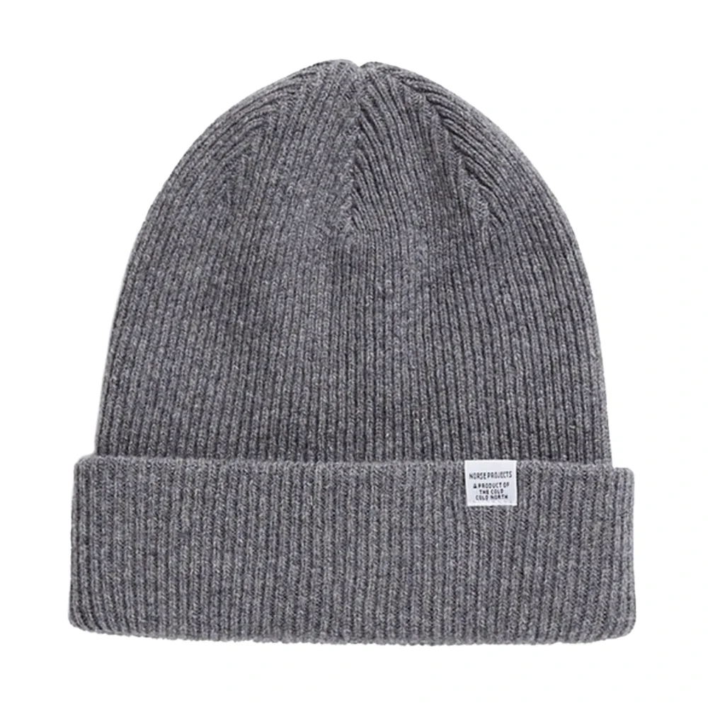 Norse Projects Merino Lamswol Ribgebreide Muts Gray Unisex
