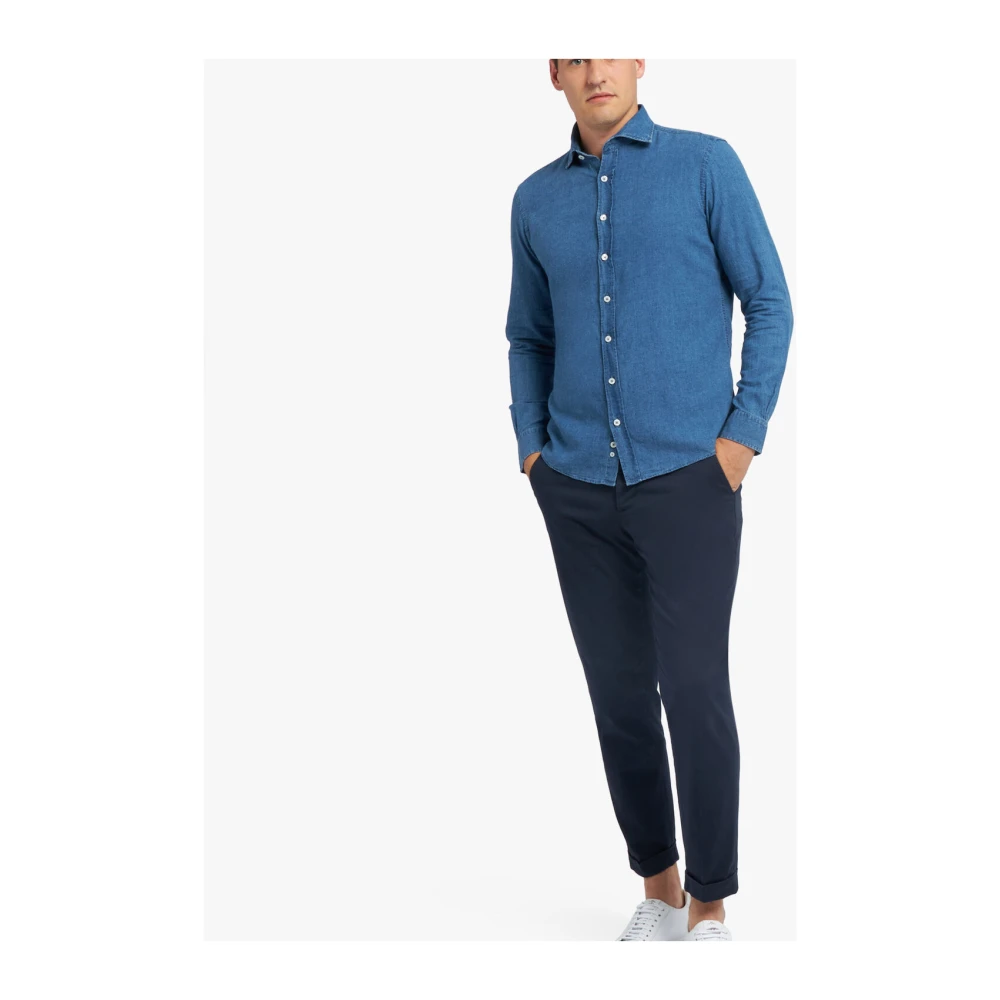 Brooks Brothers Slim Fit Katoen-Linnen Chambray Overhemd met Spreidkraag Blue Heren