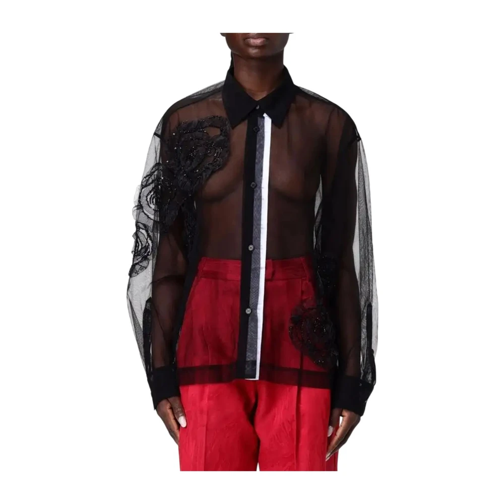 DES Phemmes Doorschijnende Elegante Overhemd Black Dames