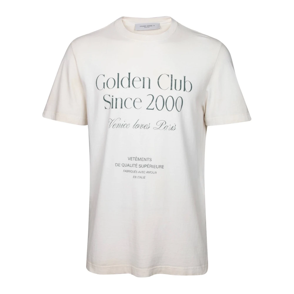 Golden Goose Vintage Crew Neck T-shirt Wit Groen Beige Heren
