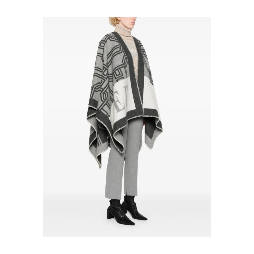 Elisabetta Franchi Stijlvolle Wolblend Kleurblok Jas Gray Dames