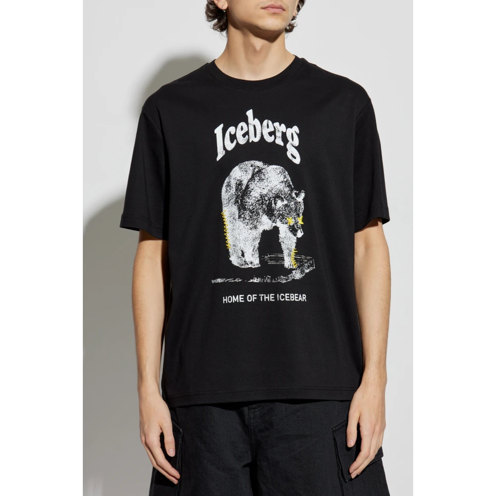 Iceberg T-shirt met print Black Heren