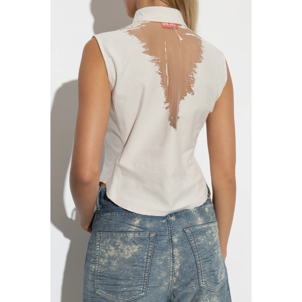 Diesel Mouwloos shirt C-Giseld Beige Dames