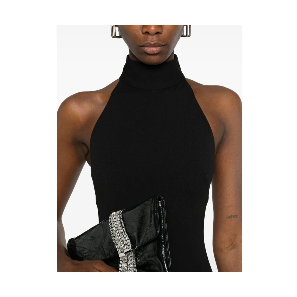 Solace London Zwarte Halternek Mouwloze Lange Jurk Black Dames
